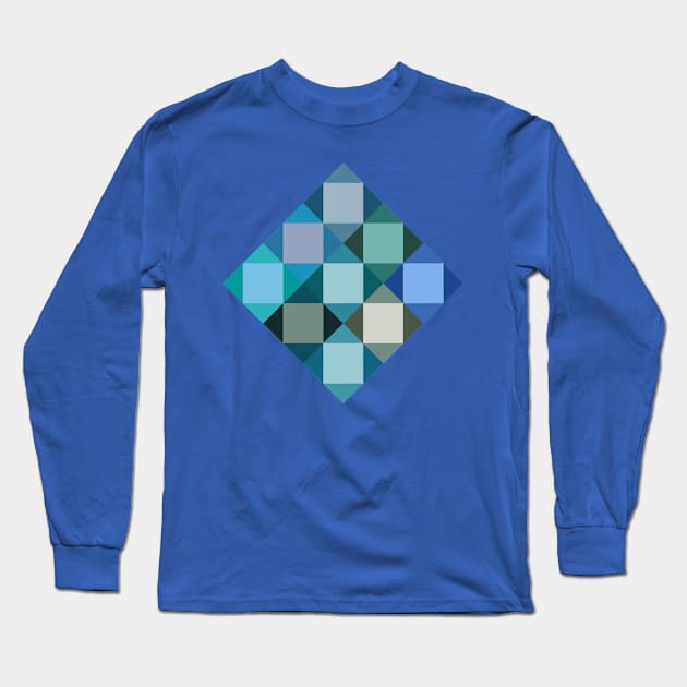 Abstract Tiles - blue tones Long Sleeve T-Shirt by Clutterbooke